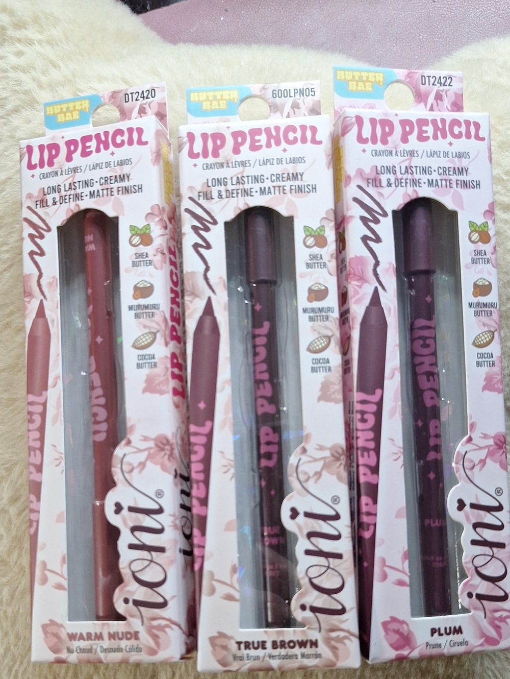 IONI Lip Pencil Trio — Warm Nude, True Brown, Plum